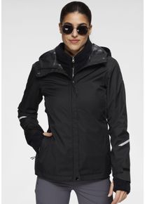 Polarino Damen Regenjacke, schwarz, sportlich, Gr. 42, Obermaterial: 100% Polyester, Jacken, für Übergang und Regenwetter, mit regulierbarem