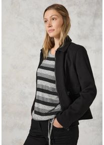 Cecil Damen 3/4-Arm-Shirt, schwarz, Basic, Gr. M, gestreift, Stoff, 55% Polyester, 35% Viskose, 5% Elasthan, 5% Metallfasern, Shirts, mit