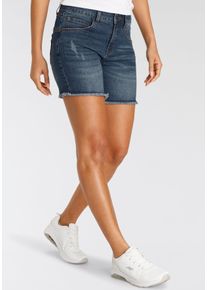 Kangaroos Damen Jeanshotpants, blau, modisch, Gr. 46, Destroyed-Effekte, Denim/Jeans, Obermaterial: 76% Baumwolle, 16% Polyester, 7% Viskose, 1%