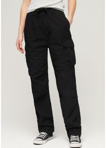 Superdry Damen Cargohose "LOW RISE PARA CARGO", schwarz, casual, Gr. 34, unifarben, Jersey, Obermaterial: 100% Baumwolle, Hosen