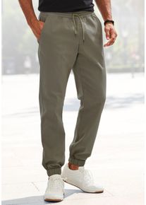 John Devin Herren Jogger Pants "Jogg Pants", grün, casual, Gr. M, unifarben, Web, Obermaterial: 97% Baumwolle, 3% Elasthan, Hosen, aus elastischer