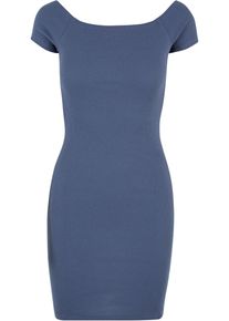 Urban Classics Damen Shirtkleid "Urban Classics Damen Ladies Off Shoulder Rib Dress", blau, klassisch, Gr. XL, unifarben, 97% Baumwolle, 3% Elasthan,