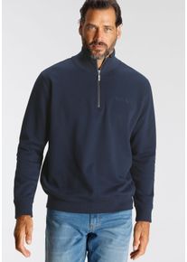 H.I.S. H.I.S Herren Sweatshirt, blau, casual, Gr. S, unifarben mit Farbeinsatz, Sweatware, Obermaterial: 60% Baumwolle, 40% Polyester, Sweatshirts,