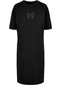 Merchcode Damen Shirtkleid "Merchcode Damen Ladies Spring - Butterfly Oversized Slit Dress", schwarz, klassisch, Gr. L, 100% Baumwolle, Kleider
