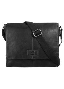 Bodenschatz Damen Messenger Bag, schwarz, Leder, Strukturmuster, Taschen, echt Leder
