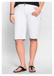 sheego Damen Bermudas "Große Größen", weiß, casual, Gr. 52, unifarben, Obermaterial: 97% Baumwolle, 3% Elasthan, Hosen, Elastische Baumwollmischung