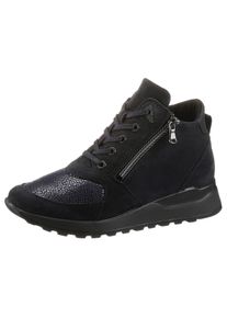 Waldläufer WALDLÄUFER Damen Schnürboots "HIROKO Soft", Gr. 7, blau, Veloursleder, Textil, Glattleder, sportlich, Schuhe, Keilboots, Komfortschuh, Bequemschuh