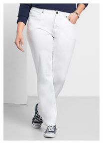sheego Damen Stretch-Hose "Große Größen", weiß, sportlich, Gr. 26, unifarben, Obermaterial: 97% Baumwolle, 3% Elasthan, Hosen, elastische