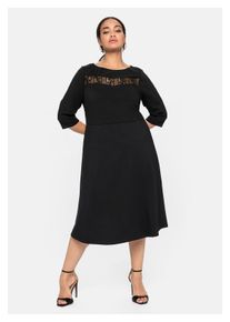 sheego Damen Abendkleid "Große Größen", schwarz, elegant, Gr. 44, unifarben, Obermaterial: 60% Viskose, 35% Polyamid, 5% Elasthan;Spitze: 100%