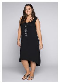 sheego Damen Strandkleid "Große Größen", schwarz, casual, Gr. 52, unifarben, Obermaterial: 95% Viskose, 5% Elasthan, Kleider, mit Taschen, im