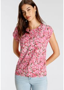 Tamaris Damen Blusenshirt, pink, feminin, Gr. 38, Obermaterial: 95% Viskose, 5% Elasthan, Shirts, Kurzarm, figurumschmeichelnde Passform,