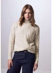 Damen Strickpullover, weiß, casual, Gr. 44, STREET ONE STUDIO, unifarben, Web, Stoff, 35% Baumwolle, 32% Polyacryl, 28% Polyester, 5% Elasthan,