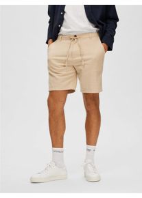 Selected Homme Herren Chinoshorts "SLHREGULAR-BRODY SUN SHORTS NOOS", beige, modisch, Gr. M, unifarben, Web, Obermaterial: 54% Baumwolle, 45% Leinen,