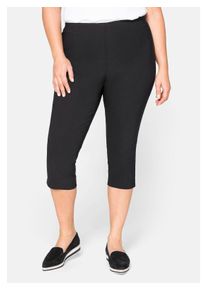sheego Damen 3/4-Hose "Große Größen", schwarz, casual, Gr. 56, unifarben, Obermaterial: 70% Viskose, 25% Polyamid, 5% Elasthan, Hosen, knitterarm und