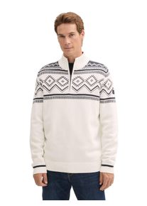 Tom Tailor Herren Troyer, blau, casual, Gr. XL, colorblocking, Strick, Obermaterial: 60% Baumwolle, 40% Polyacryl, Pullover, mit Fair Isle Muster