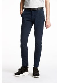 LINDBERGH Herren Chinohose, blau, casual, Gr. 31, Stoff, Obermaterial: 98% Baumwolle, 2% Elasthan, Hosen, mit Gürtel und Stretch