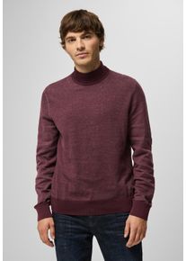 Street One MEN Herren Rollkragenpullover, rot, casual, Gr. L, unifarben, Web, 100% Baumwolle, Pullover, in Melange Optik