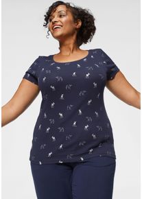 Kangaroos Damen T-Shirt, blau, casual, Gr. 40, unifarben, Rippware, Obermaterial: 100% Baumwolle, Shirts, kurzärmelig, sehr figurbetont und