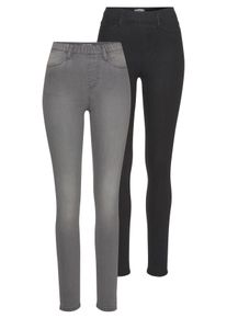 Flashlights Damen Jeansjeggings, schwarz, Basic, Gr. 42, Jeans, Obermaterial: 80% Baumwolle, 19% Polyester, 1% Elasthan, Jeans, enge Passform,
