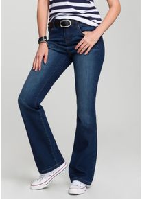 H.I.S. H.I.S Damen Bootcut-Jeans "High-Waist", blau, Basic, Gr. 38, Denim/Jeans, Obermaterial: 95% Baumwolle, 3% Polyester, 1% Elasthan, 1% Elasthan