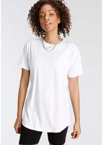 Tamaris Damen Oversize-Shirt, weiß, Basic, Gr. 36, Jersey, Obermaterial: 100% Baumwolle, Shirts, Kurzarm, weiter Schnitt, Basic-Stil,