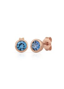 OROLINO Damen Paar Ohrstecker "Gold 585 rosé mit 2x Blautopas (beh.)", ONE-SIZE, Gold, rot, Gold, Ohrringe