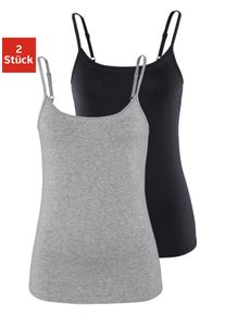 Vivance Damen Spaghettitop "mit verstellbaren Trägern", grau, Basic, Gr. 32, unifarben, Single Jersey, Obermaterial: 95% Baumwolle, 5% Elasthan,