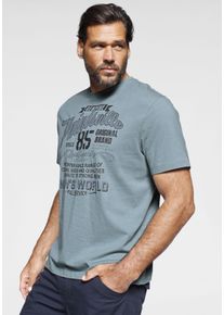 MAN'S WORLD MAN'S WORLD Herren T-Shirt, blau, casual, Gr. L, bedruckt, Single Jersey, Obermaterial: 100% Baumwolle, Shirts, Kurzarm, mit stylischem Print,