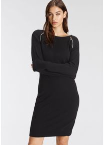 Tamaris Damen Strickkleid, schwarz, feminin, Gr. 46, unifarben, Strick, Obermaterial: 70% Viskose, 30% Polyamid, Kleider, für Alltag und schickere