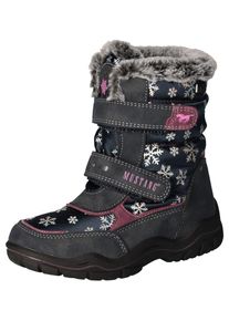 Mustang Shoes Kinder Winterstiefel, Gr. 32, blau, Textil, Lederimitat, modisch, Schuhe, Winterstiefel, Klettstiefel in bequemer Weite