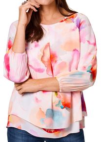 Damen Shirtbluse "HERMANN LANGE Collection Blusenshirt Diana", bunt, Gr. 50, HERMANN LANGE Collection, 100% Polyester, Blusen