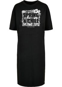 Merchcode Damen Shirtkleid "Merchcode Damen Ladies Spring And Chill Oversized Slit Tee Dress", schwarz, klassisch, Gr. S, 100% Baumwolle, Kleider