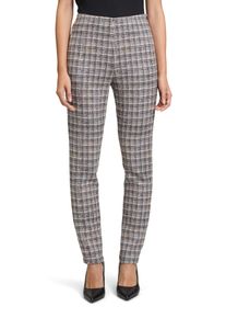 Betty Barclay Damen Bundfaltenhose "Betty Barclay Karo-Hose Slim Fit", grau, feminin, Gr. 42, Obermaterial: 95% Polyester, 5% Elasthan., Hosen,