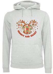 F4NT4STIC Damen Kapuzenpullover "Groovy And Bright Christmas Disco Deer", grau, casual, Gr. L, Obermaterial: 65% Baumwolle, 35% Polyester, Pullover,