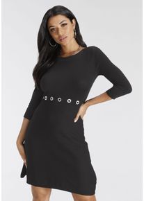 Melrose Damen Strickkleid, schwarz, feminin, Gr. 38, unifarben, Feinstrick, Obermaterial: 70% Viskose, 30% Polyamid, Kleider, kurzes Kleid, femininer