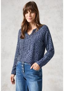 Cecil Damen Langarmbluse, blau, casual, Gr. XXL, bedruckt, Stoff, 100% Viskose, Blusen, mit Elastiksaum