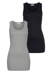 Flashlights Damen Tanktop, grau, Basic, Gr. 32, meliert, Feinripp, Obermaterial: 100% Baumwolle. Melange in der Packung: 90% Baumwolle, 10% Viskose,