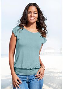 Lascana Damen Longshirt "mit breitem Bund", grün, modisch, Gr. 36, unifarben, Obermaterial: 95% Viskose (LENZING ECOVERO), 5% Elasthan, Shirts, aus