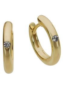 Firetti Damen Paar Creolen "Schmuck Geschenk Gold 333 Ohrschmuck Solitär-Optik glitzernd", 0,04 ct P2 = erkennbare Einschlüsse, Gelbgold