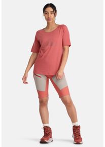 KARI TRAA Damen T-Shirt "Ane", rot, Gr. XS, bedruckt, unifarben, 50% Wolle, 50% Polyamid, Shirts, mit atmungsaktivem Material und Flatlocknähten
