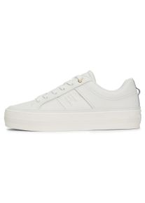 Tommy Hilfiger Damen Plateausneaker "ESSENTIAL VULC SNEAKER MONOGRAM", Gr. 39, beige, Leder, Lederimitat, unifarben, sportlich, Schuhe,