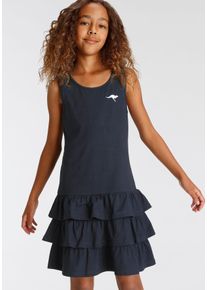Kangaroos Mädchen Jerseykleid, blau, modisch, Gr. 152, bedruckt, unifarben, Jersey, Obermaterial: 95% Baumwolle, 5% Elasthan, Kleider, kniefreie
