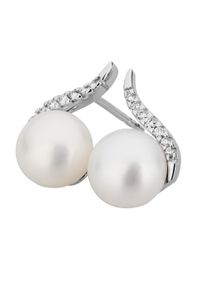 OROLINO Damen Paar Ohrstecker "Gold 585 mit 2 weißen Perlen und 14x Brillant zus. 0,08ct.", ONE-SIZE, 0,08 ct SI = kleine Einschlüsse, Gold, weiß,