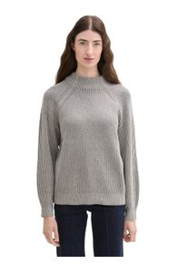 Tom Tailor Damen Stehkragenpullover, grau, casual, Gr. XXXL, Strick, Obermaterial: 65% Baumwolle, 30% Polyamid, 5% Wolle, Pullover
