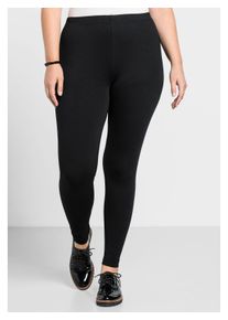 sheego Damen Leggings "Große Größen", schwarz, sportlich, Gr. 44, unifarben, Obermaterial: 95% Baumwolle, 5% Elasthan, Hosen, aus hautfreundlichem