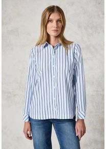 Cecil Damen Langarmbluse, blau, casual, Gr. XL, gestreift, Web, 67% Baumwolle, 32% Polyester, 1% metallisierte Fasern, Blusen, mit Knopfleiste