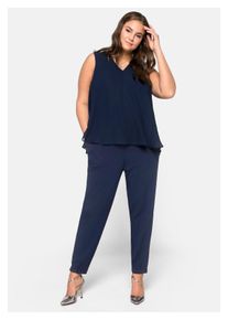 sheego Damen Jumpsuit "Große Größen", blau, elegant, Gr. 52, unifarben, Obermaterial: 68% Viskose, 27% Polyamid, 5% Elasthan;Webteil: 100% Polyester,