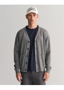 Gant Herren Strickjacke "CLASSIC COTTON V-CARDIGAN", grau, casual, Gr. XL, Strick, Obermaterial: 100% Baumwolle, Strickjacken, Grafische