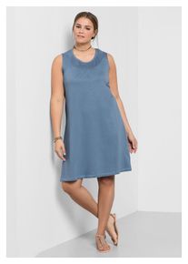 sheego Damen Jerseykleid "Große Größen", blau, feminin, Gr. 50, unifarben, Obermaterial: 100% Baumwolle, Kleider, mit Smok-Einsatz
