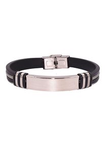 Firetti Herren Edelstahlarmband "Schmuck Geschenk ID-Armband- Optik", Edelstahl-Kautschuk-Silikon, schwarz, Edelstahl, Kautschuk, Silikon, Armbänder,